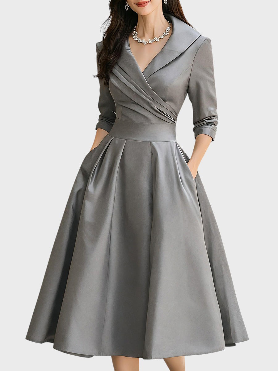 Tereza | Elegantní midi šaty s dlouhým rukávem