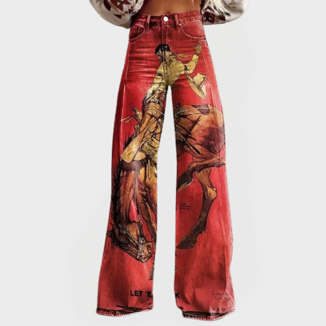 Věnceslava Elegantní Vysokopásové Široké Džíny Komfortní