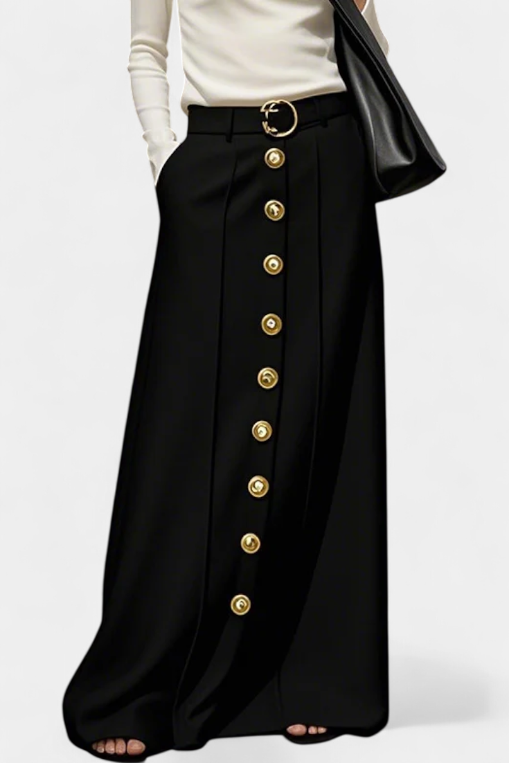 Ada | Sukně s knoflíky vpředu, volným střihem, kapsami a městským stylem