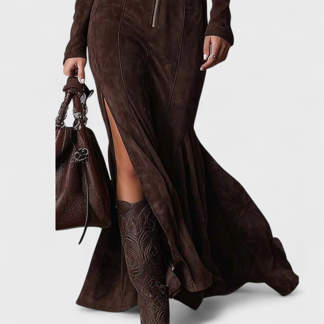 Valentina | Semišové maxi šaty s páskem